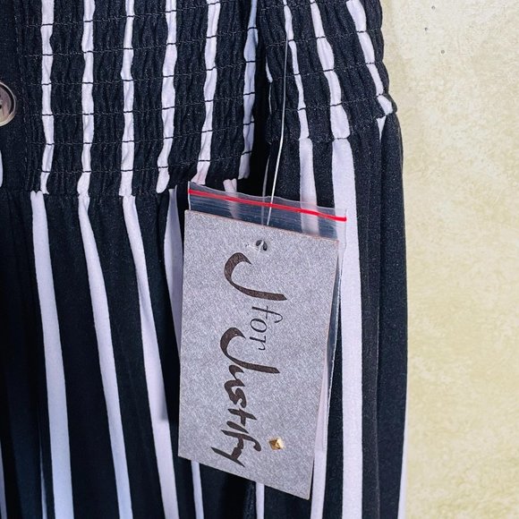 J for Justify Black Striped Pantsuit Jumpsuit NWT - Picture 6 of 8